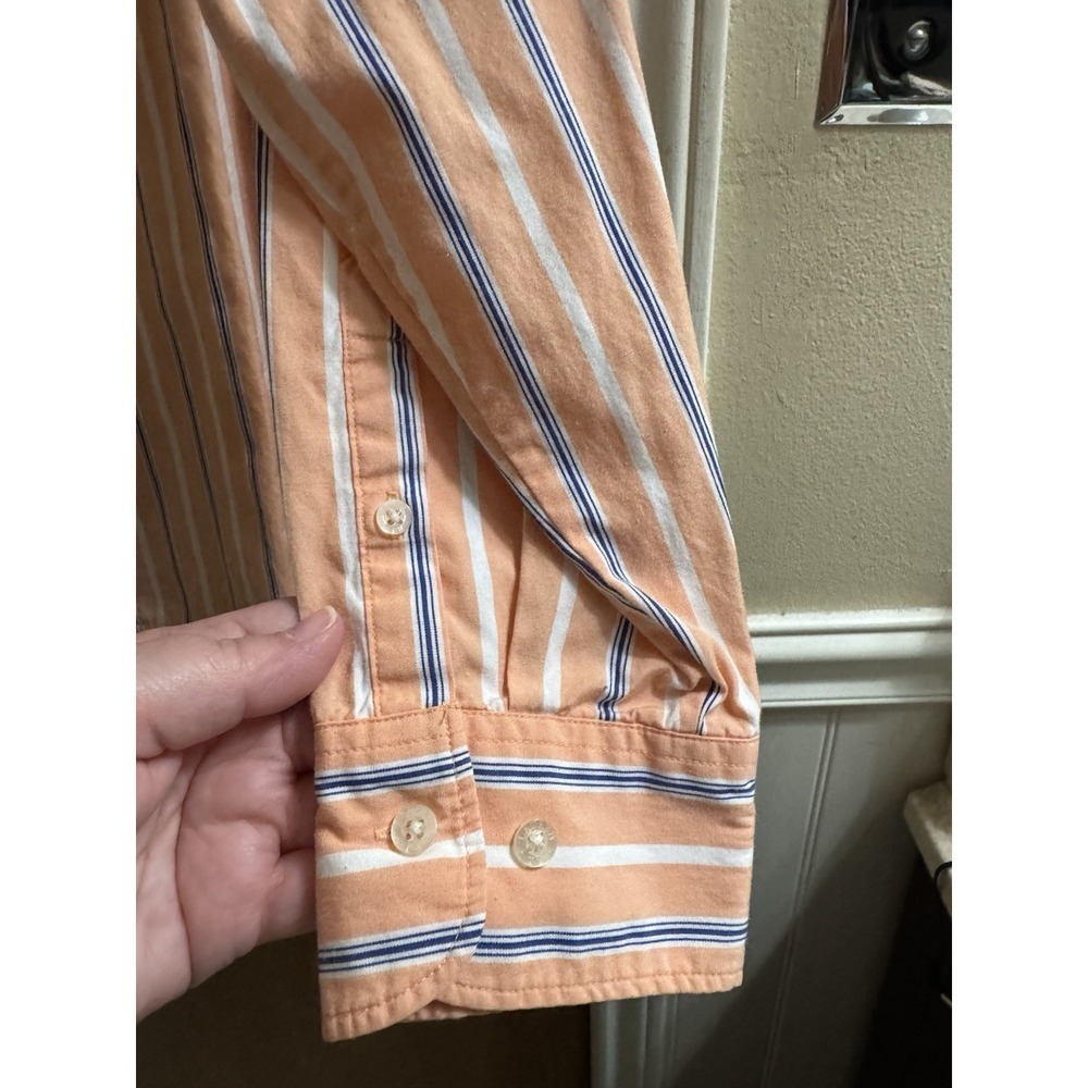 Ralph Lauren Womens Stripped Button Down Dress Shirt Size L Monogram Orange Blue - Picture 6 of 7
